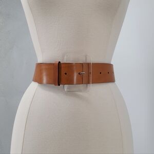 & other stories Tan Leather Belt Acrylic Buckle Size XS Brown Minimalist Boho